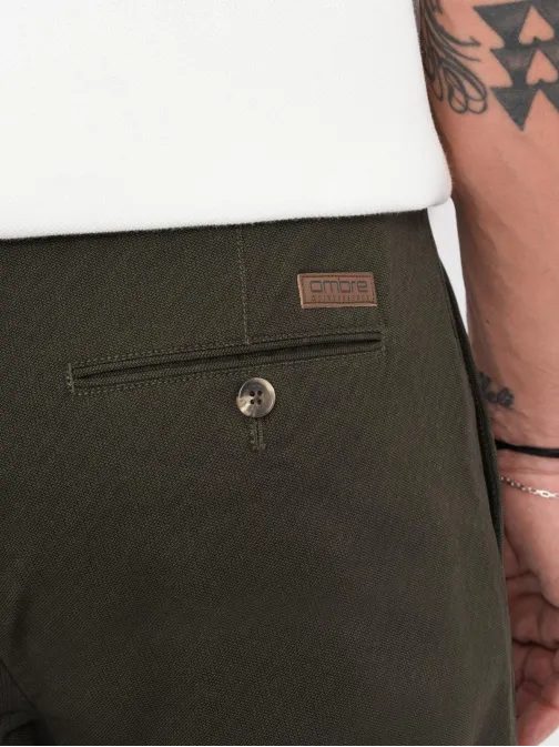 Tmavě zelené chinos kalhoty s jemnou strukturou V4 PACP-0184