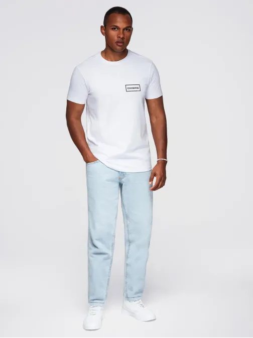 Moderní bílé pánské tričko s nápisem V1 TSPT-0231