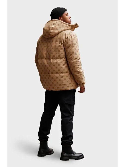 Elegantní prošívaná hnědá zimní bunda V2 JAHP-0195