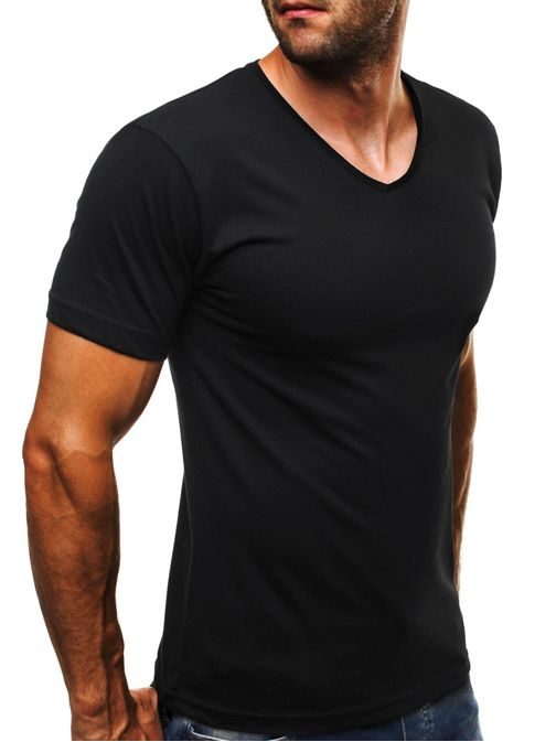Pohodlné bavlněné černé tričko JEEL 2118