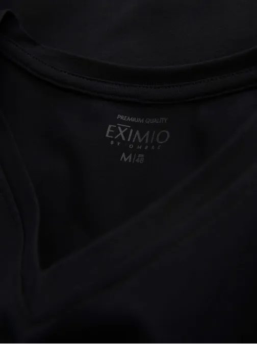 Trendy černé tričko s dlouhým rukávem s výstřihem do V a s logem V1 LSBC-0123