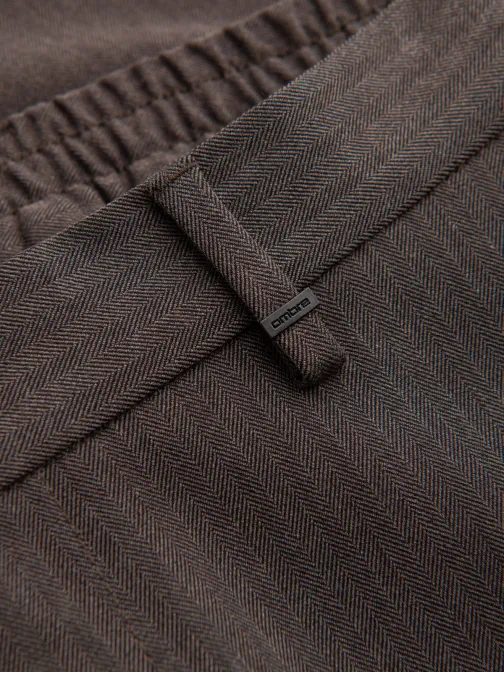 Pánské čokoládové chinos kalhoty s elastickým pasem V2 PACP-0158