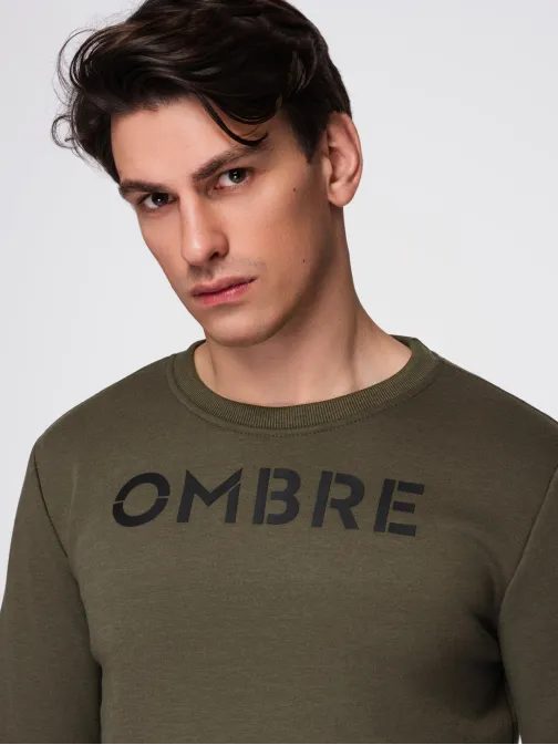 Klasická olivová mikina s nápisem V2 SSPS-0181