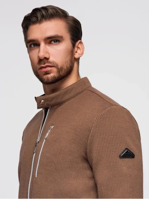 Hnědá pánská bunda se stojáčkem V2 JANP-0229