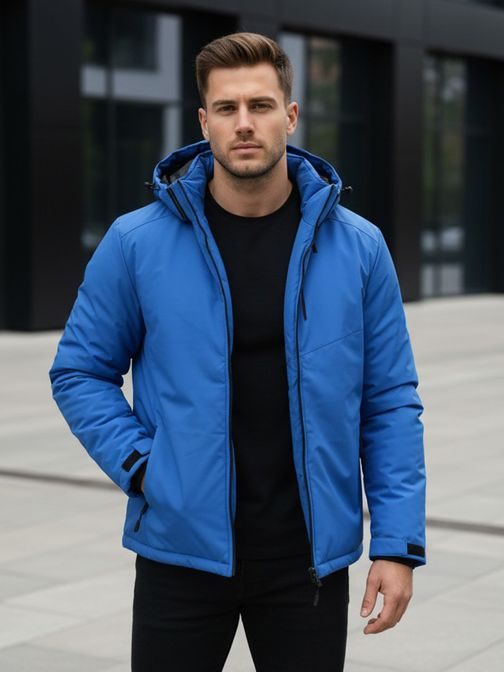 Jedinečná modrá zimní bunda s kapucí