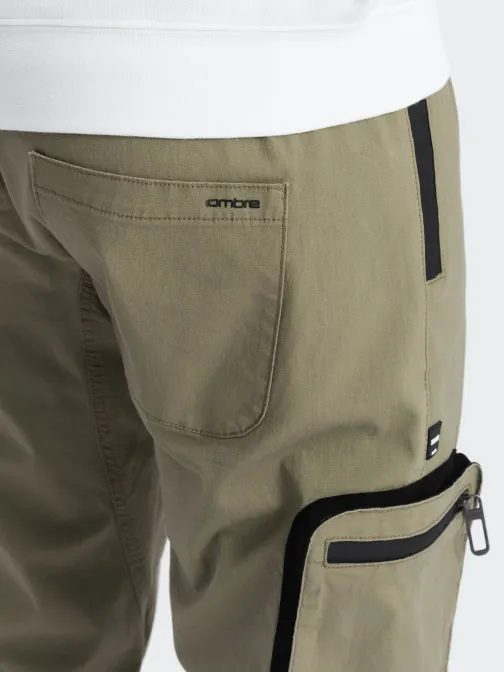 Nadčasové olivové joggery V1 PAJO-0135