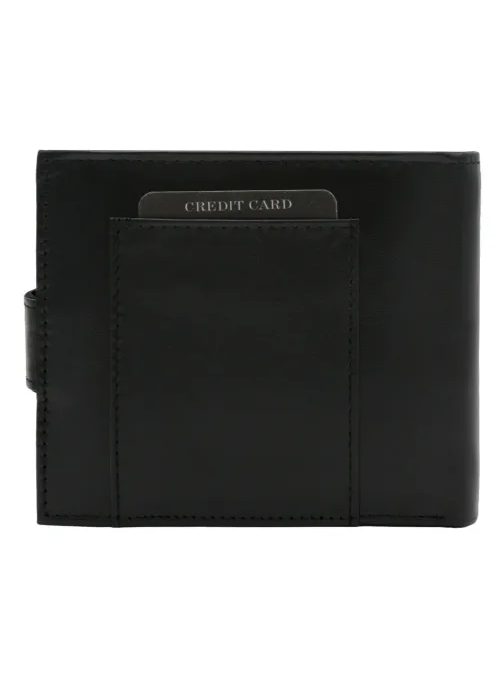 Černá kožená pánská peněženka s přezkou