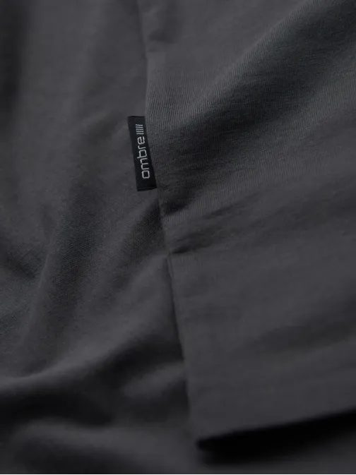 Základní bavlněné grafitové tričko s výstřihem do V V3 TSBS-0237