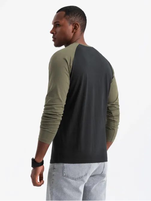 Trendy černo-olivové pánské tričko V3 LSCL-0105