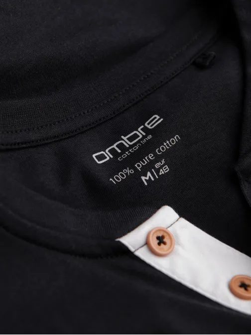 Moderní pánské tričko s dlouhým rukávem černé v4 om-lscl-0107