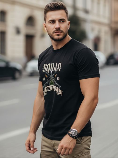 Černé pánské tričko s armádním motivem