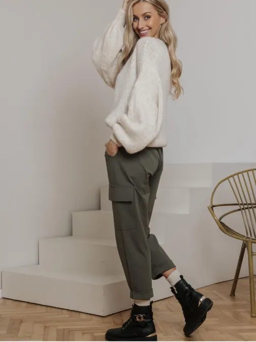 Dámské khaki cargo kalhoty PLR266