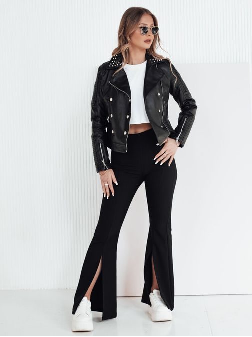 Stylová černá dámská koženková bunda Trucco