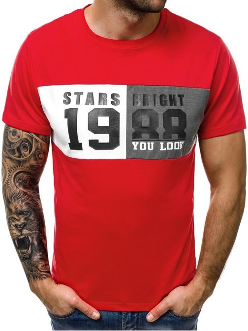 Jedinečné pánské tričko červené OZONEE JS/10826