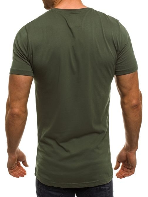 Zelené khaki tričko pánské s lebkou BREEZY 377