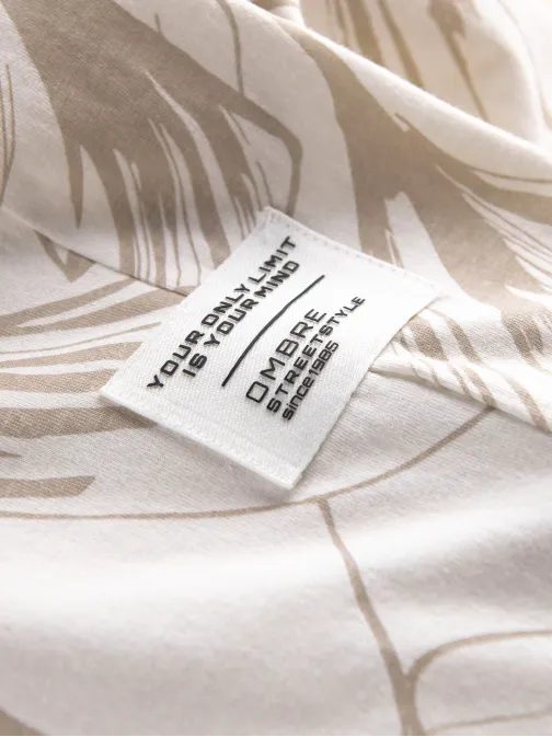 Béžové tričko s motivem listů V1 TSFP-0180