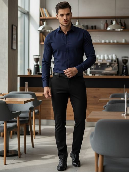 Jednobarevná pánská košile tmavě modrá