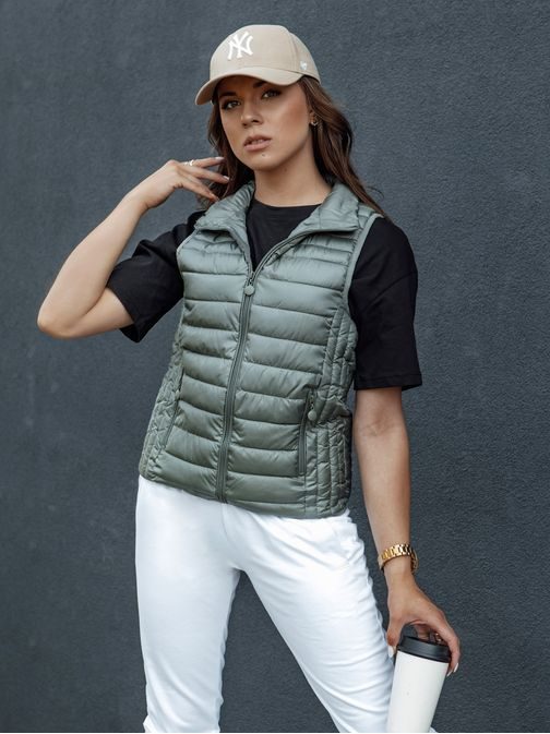 Dámská zelená prošívaná módní vesta Stylishz