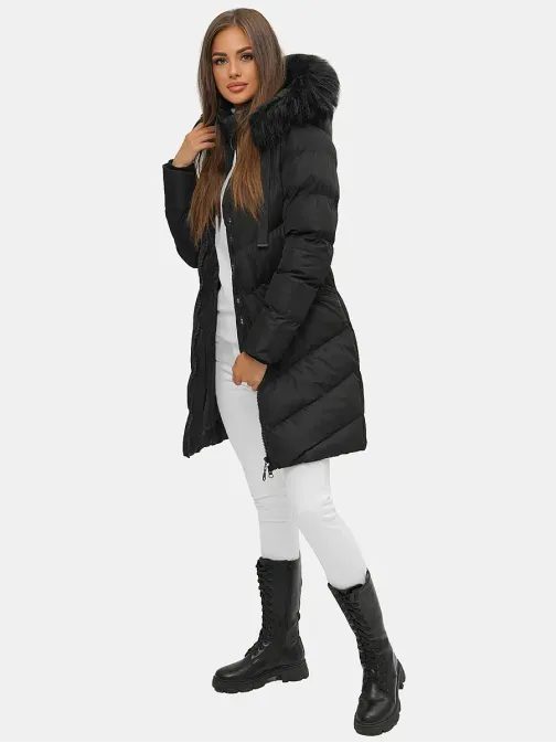 Dámský zimní kabát v černé barvě JS/M732/392