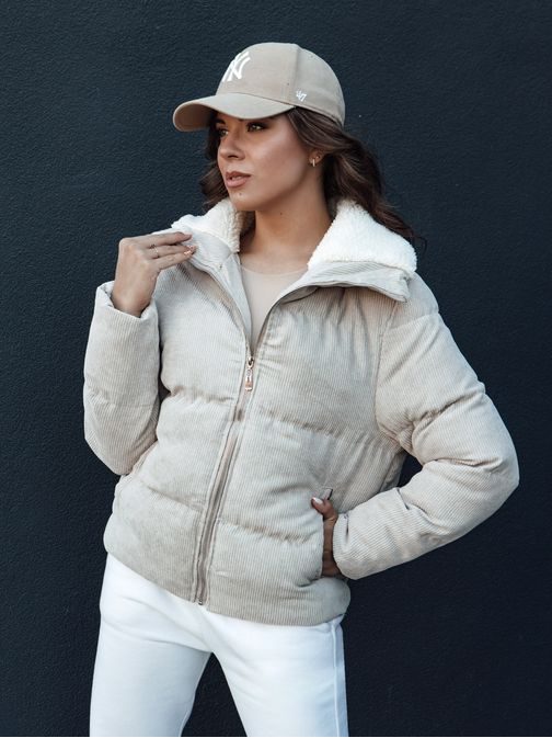 Dámská módní béžová zimní bunda Trendyglam