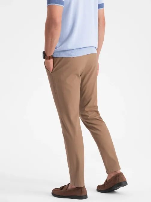 Pánské světle hnědé chinos kalhoty slim fit V2 PACP-0186