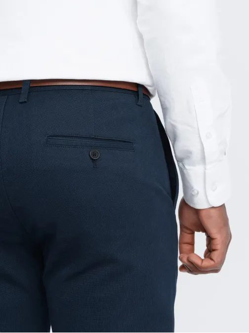 Pánské granátové klasické chinos kalhoty s jemnou texturou V3 PACP-0188