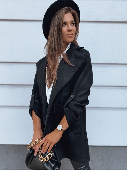 Dámský módní kabát v černé barvě Rapallo