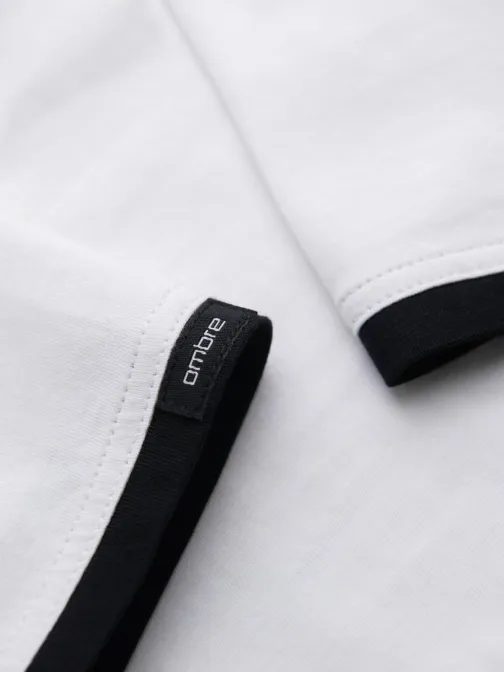 Jedinečné bílé tričko s kapucí  V1 TSCT-0256