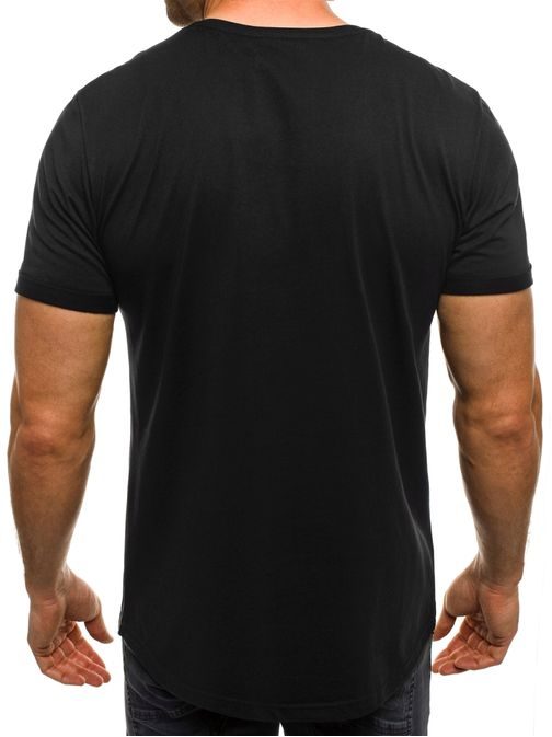 Moderní černé pánské tričko s potiskem a kapsou BREEZY 713