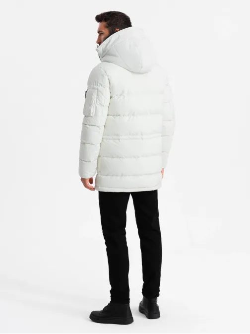Nadčasová prošívaná bílá pánská parka V1 JALJ-0201