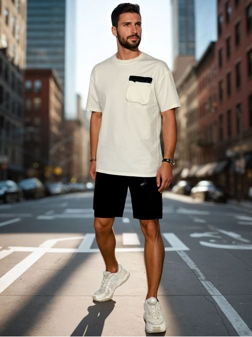 Jedinečná pánská souprava s kapsami v bílé barvě