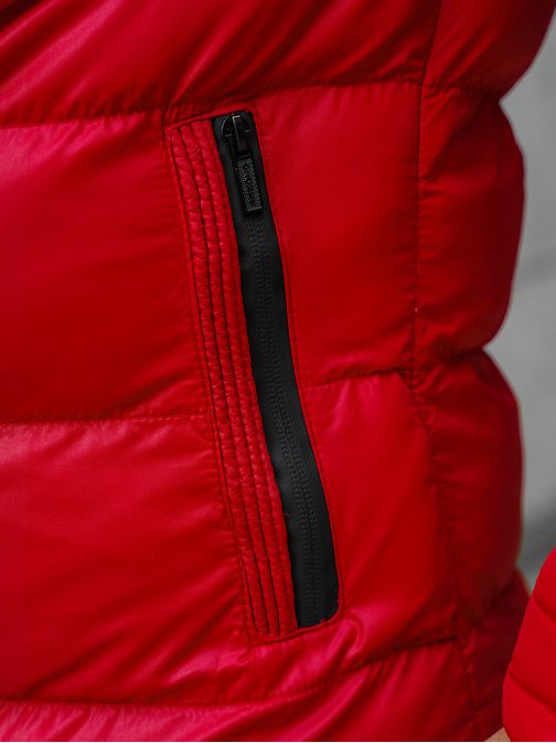 Stylová červená bunda s kožešinou O/M801Z