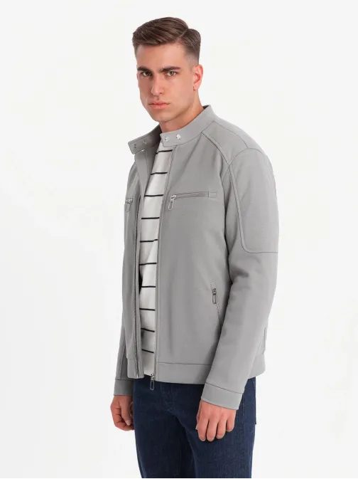 Trendy šedá motorkářská bunda V3 JALP-0157