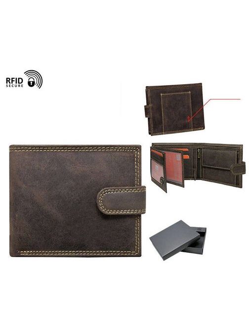 Hnědá kožená peněženka s přezkou