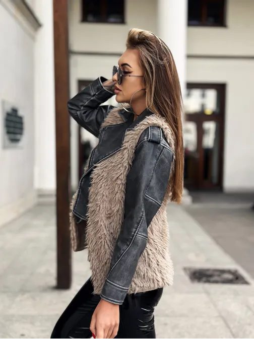 Trendy béžová dámská vesta VLR009