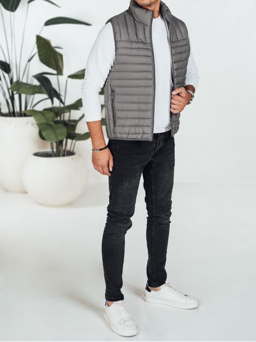 Módní grafitová pánská vesta bez kapuce