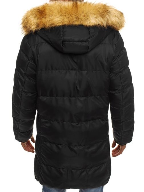 Zimní černá trendy bunda s kožíškem X-FEEL 33181