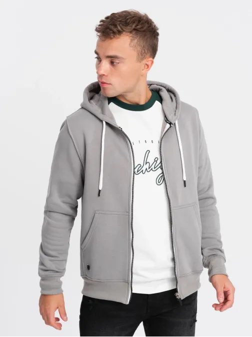Trendy šedá mikina na zip V5 OM-SSBZ-0118