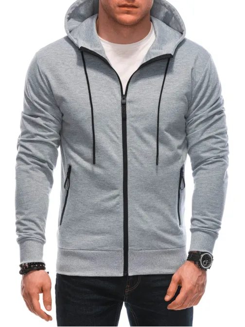 Trendy šedá mikina s kapucí B1651