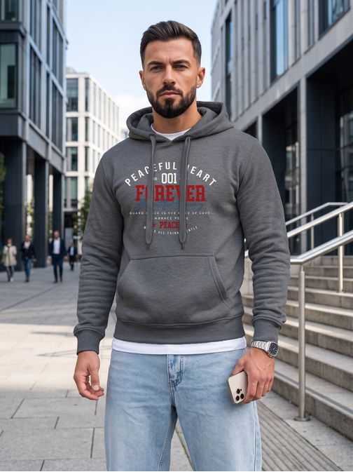 Grafitová mikina s kapucí ve sportovním stylu