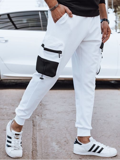 Originální bílé kapsáčové jogger kalhoty