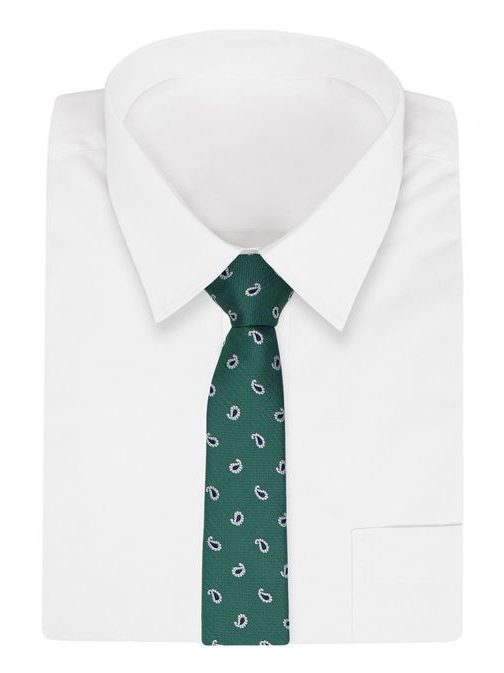 Zelená pánská kravata s módním vzorem paisley