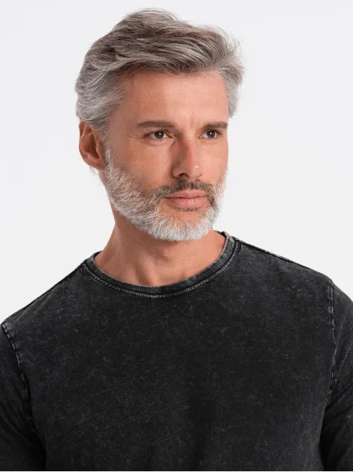 Černé stylové tričko s dlouhým rukávem L131