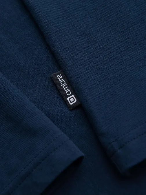 Jednoduché tmavě modré tričko s výstřihem do V V5 LSBL-0143