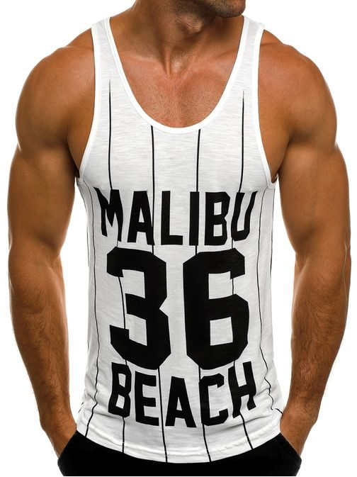 Malibu beach bílé moderní pánské tílko BREEZY 9076