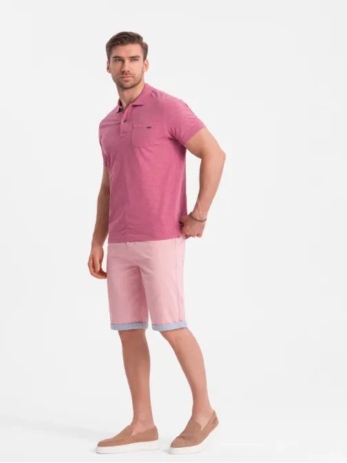 Růžové chinos kraťasy s lemem V8 W421