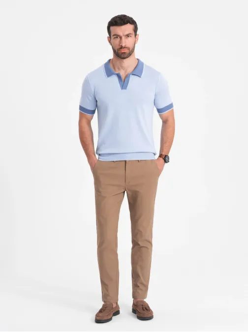 Pánské světle hnědé chinos kalhoty slim fit V2 PACP-0186