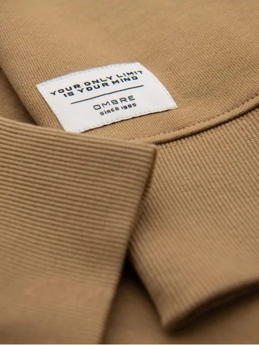 Módní hnědá mikina bez kapuce V4 SSBN-0271