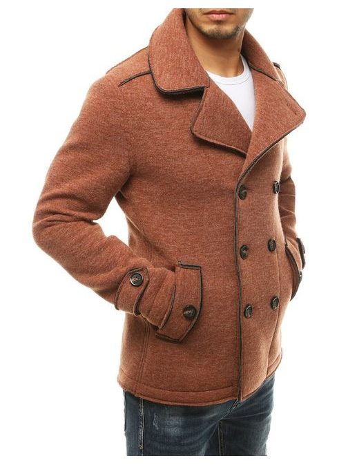 Originální dvouřadý kabát v cihlové barvě