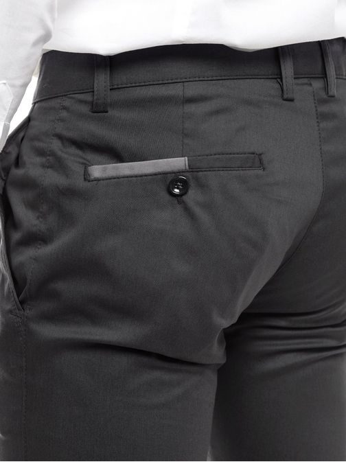 Tmavě šedé chinos kalhoty s lemovanými kapsami BLACK ROCK 208